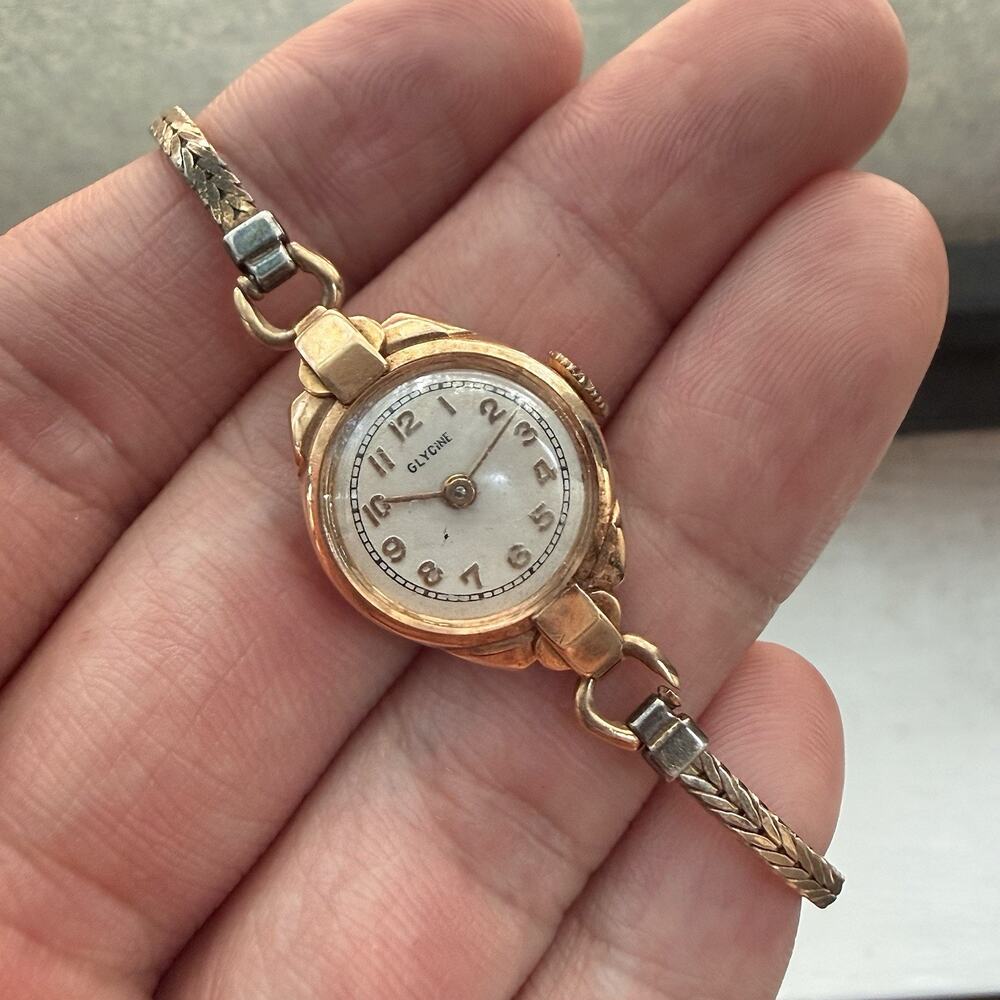 Vintage Glycine 14k Solid Gold CASE Ladies Cocktail Wind Up Mechanical Watch